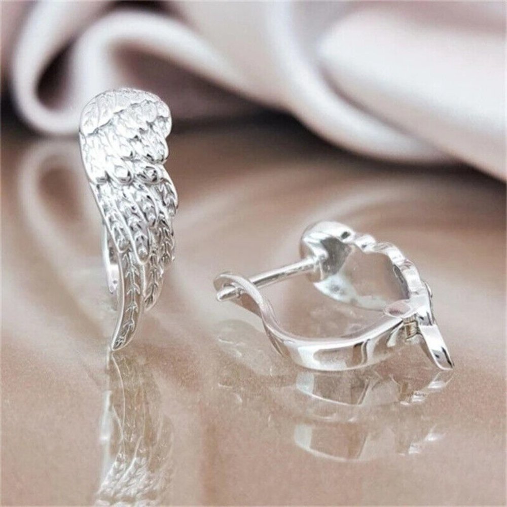New 925 Sterling Silver White Sapphires Angel Wings